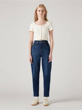 Levi’s High Waisted Mom Jeans Dark Wash Blue Denim Size 28 High Rise